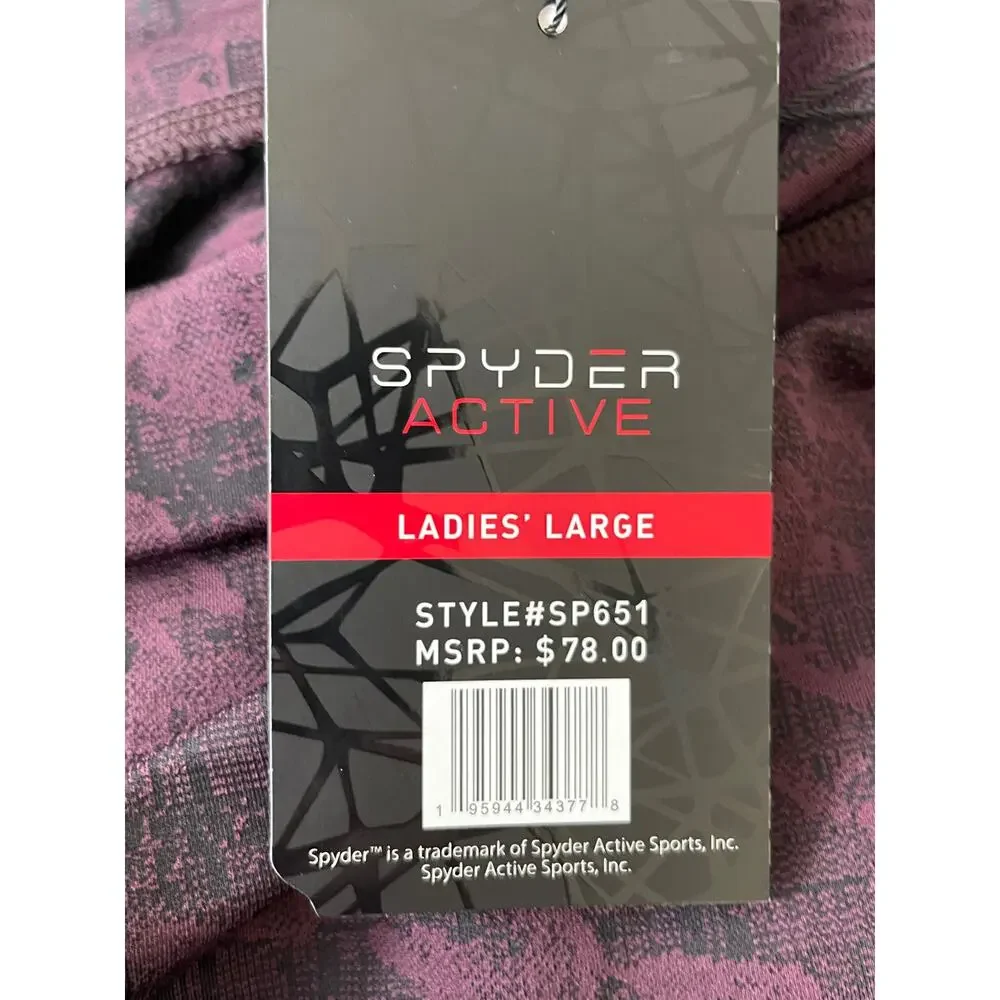 Spyder Active Dark Burgundy Black Pattern Print Leggings Pants Large NEW